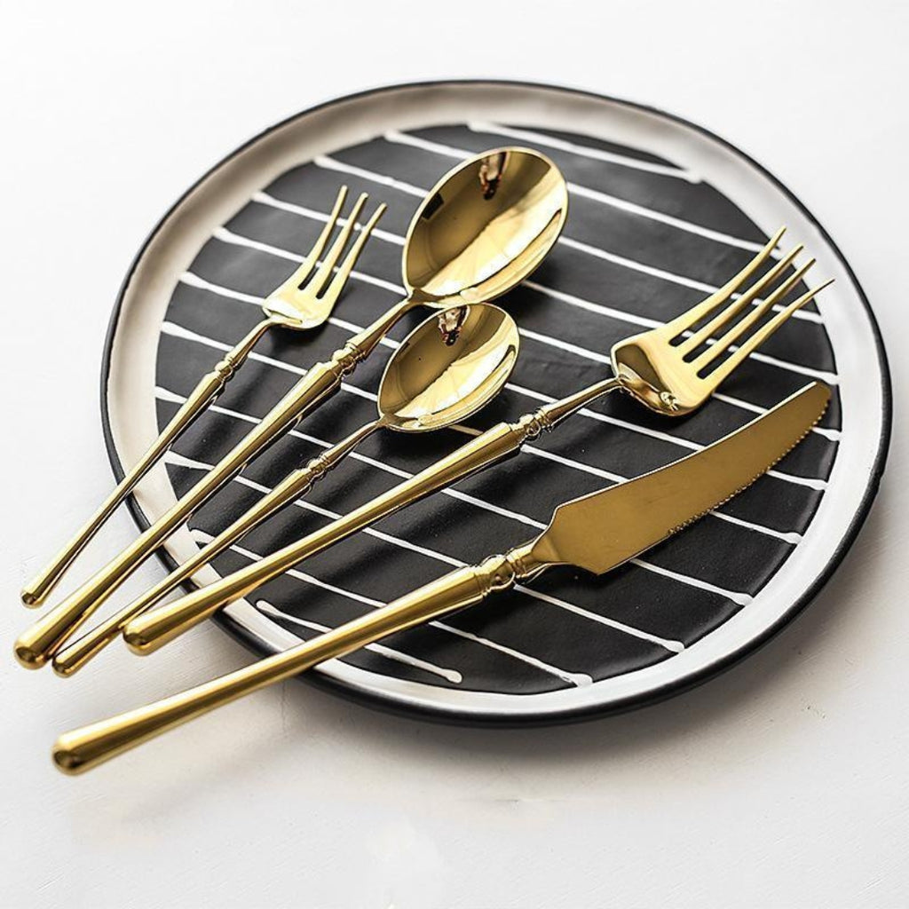 Elegant Gold Stainless Steel Cutlery Set for Stylish Dining