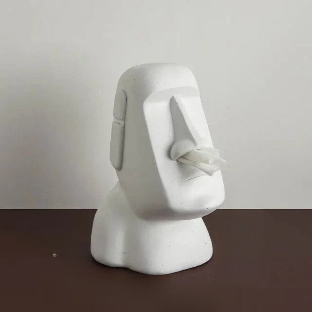 Moai Tissue Box Holder | Modern Decorative Home Accent Piece White