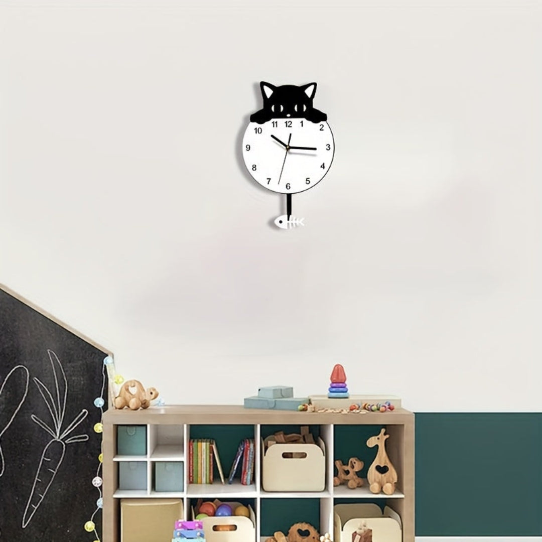 Charming Swinging Cat Wall Clock for Creative Interiors
