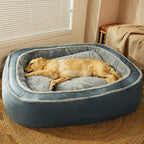 Supportive Large Orthopedic Dog Bed with Plush Comfort Sleep Gray