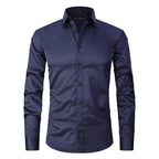 Men’s Comfortable Wrinkle-Resistant Button-Up Shirt Dark Blue