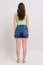 Women’s Plus Size Double Button Waist Denim Shorts