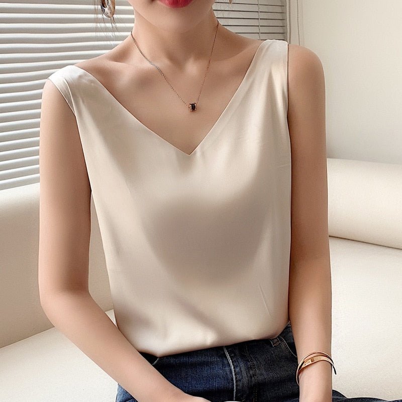 Women’s Elegant Camisole Blouse with Adjustable Straps Grey