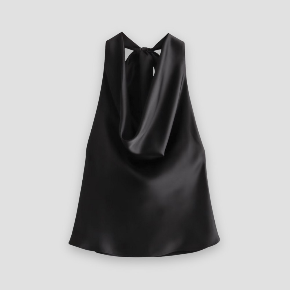 Women’s Elegant Backless Sleeveless Blouse Black