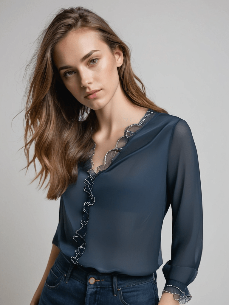 Women’s Elegant Long Sleeve Ruffle Blouse – Effortless Summer Style