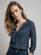 Women’s Elegant Long Sleeve Ruffle Blouse – Effortless Summer Style