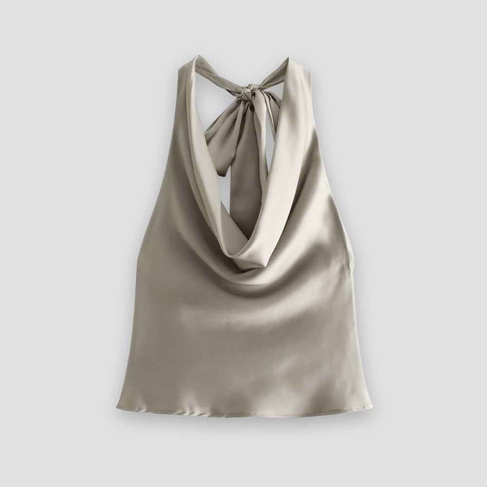 Women’s Elegant Backless Sleeveless Blouse Beige