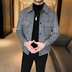 Men’s Relaxed Fit Plaid Shirt Jacket Grey