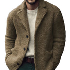 Men’s Warm Knit Cardigan - Classic Regular Fit Outerwear Khaki