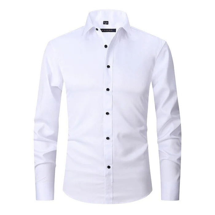 Men’s Comfortable Wrinkle-Resistant Button-Up Shirt White