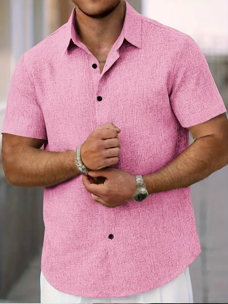 Men’s Lightweight Classic Short Sleeve Shirt – Perfect Summer Top Pink