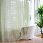 Classic Plaid Shower Curtain Refined Vintage Bathroom Style Green