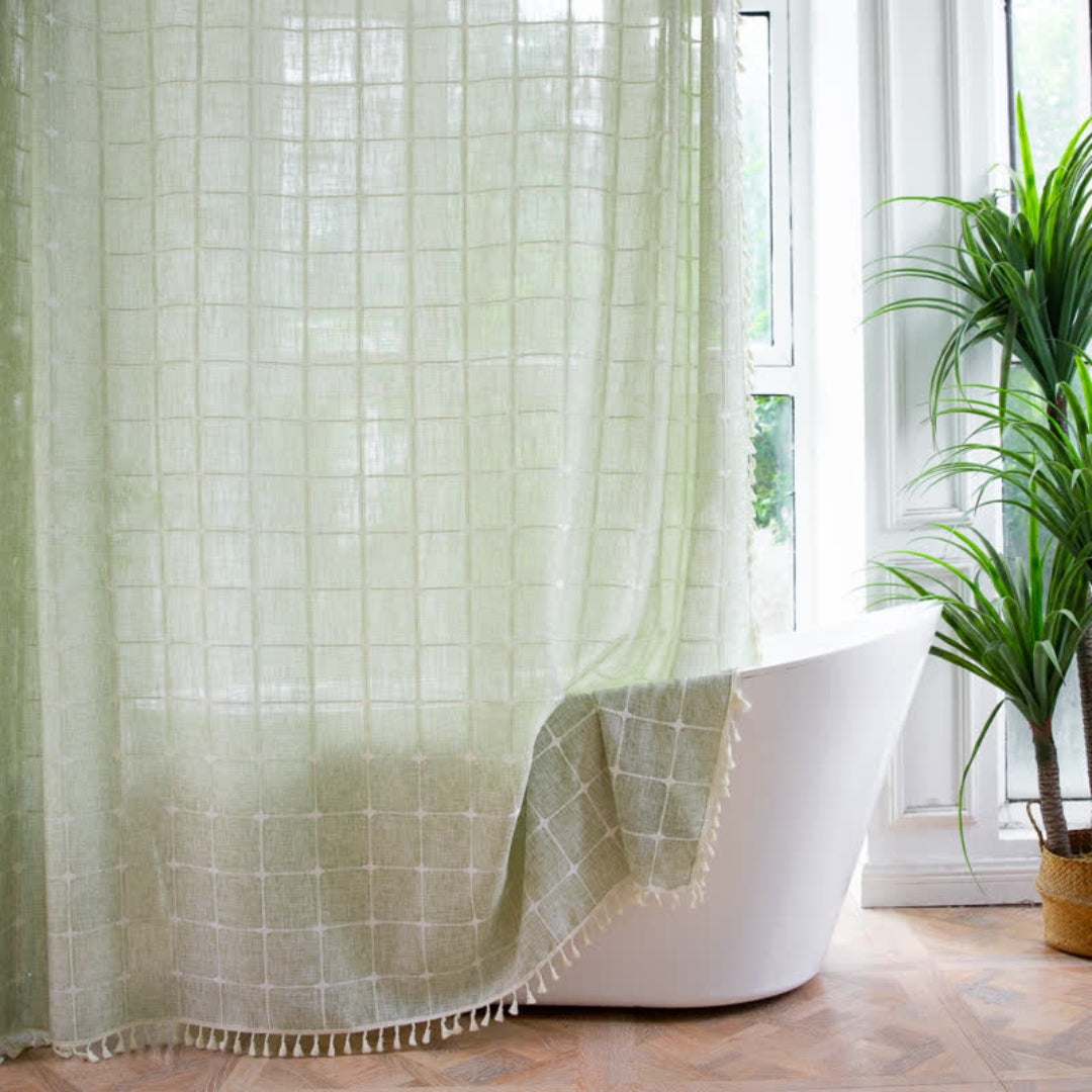 Classic Plaid Shower Curtain Refined Vintage Bathroom Style Green