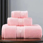 Premium Bath Towel Set for High Absorbency Daily Care Use Pink 3-piece towel set