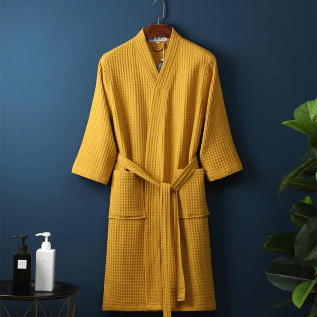 Elegant Waffle Bathrobe with V-Neck Cut for Spa-Like Comfort