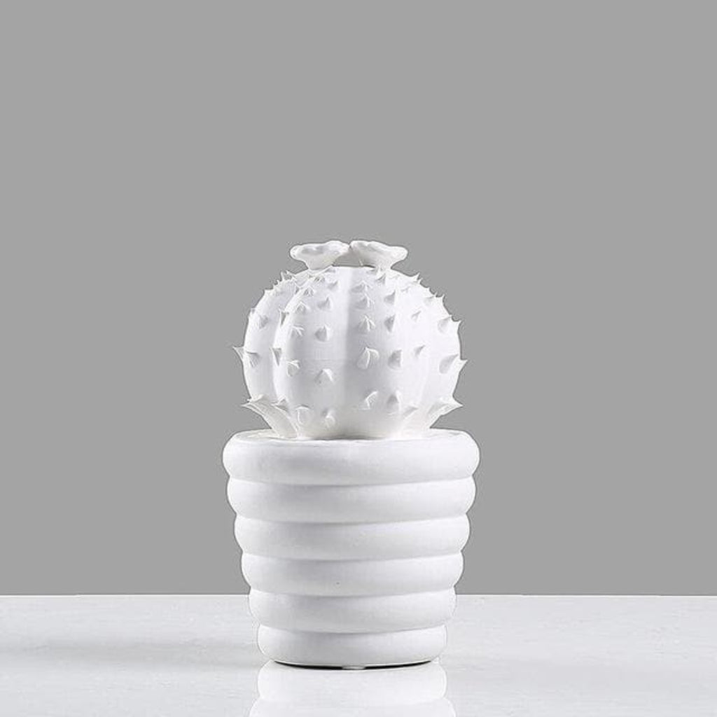 Elegant Porcelain Cactus Collection | Modern Shelf Accent C Short cactus