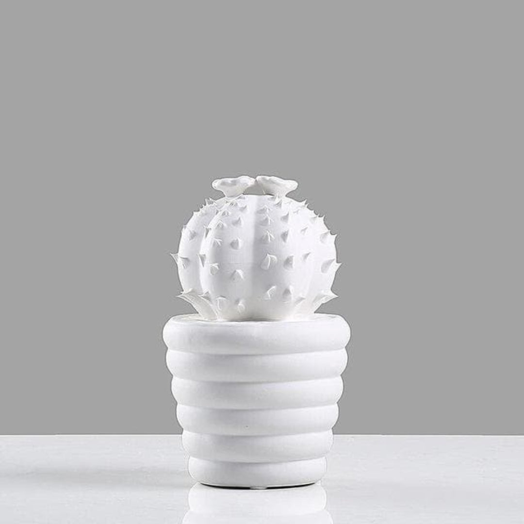Elegant Porcelain Cactus Collection | Modern Shelf Accent C Short cactus
