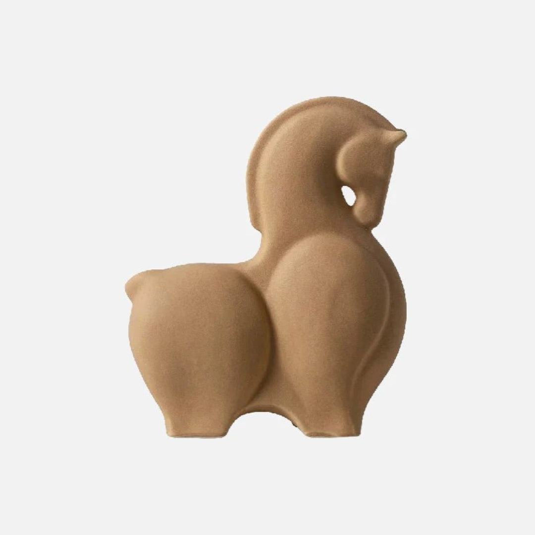 Sculptural Ceramic Animal Figure | Modern Interior Accent Brown Down