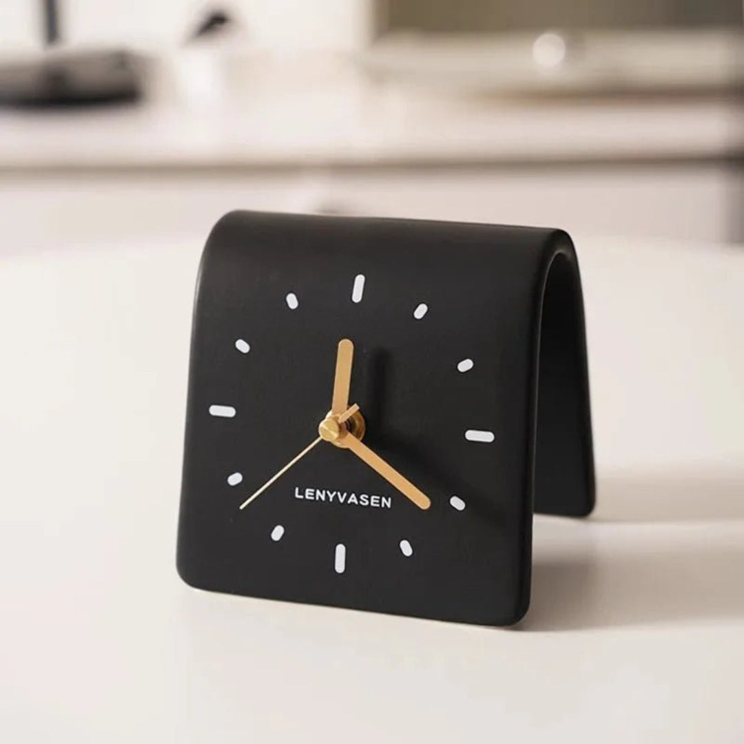 Minimalist Ceramic Desk Clock for Home Office Display Decor Black