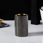 Luxe Ceramic Bathroom Set | Golden Accent Accessories Kit Tumbler black