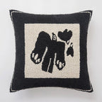 Hommfer – Beige and Black Geometric Tufted Cushion Cover D-shaped cushion cover 45x45cm