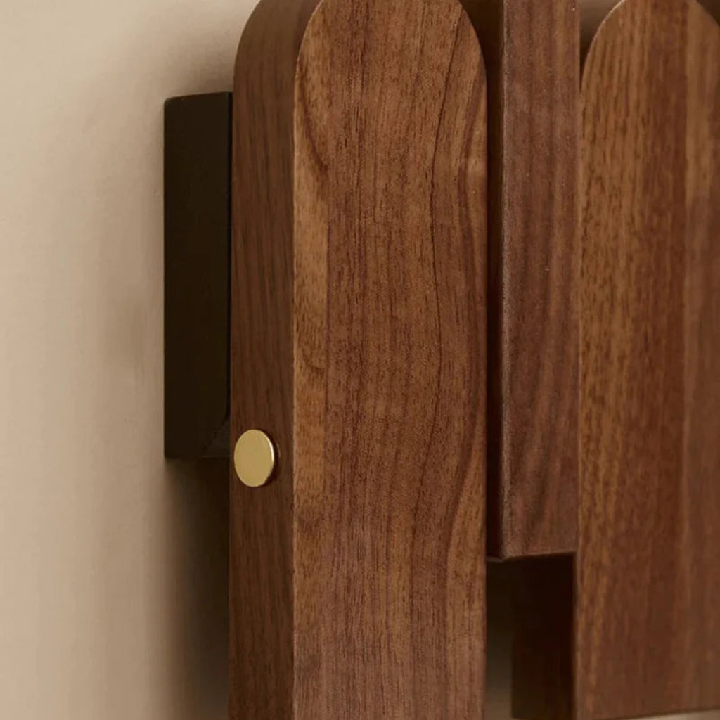 Walnut Wooden Wall Coat Rack | Minimalist Foldable Hooks