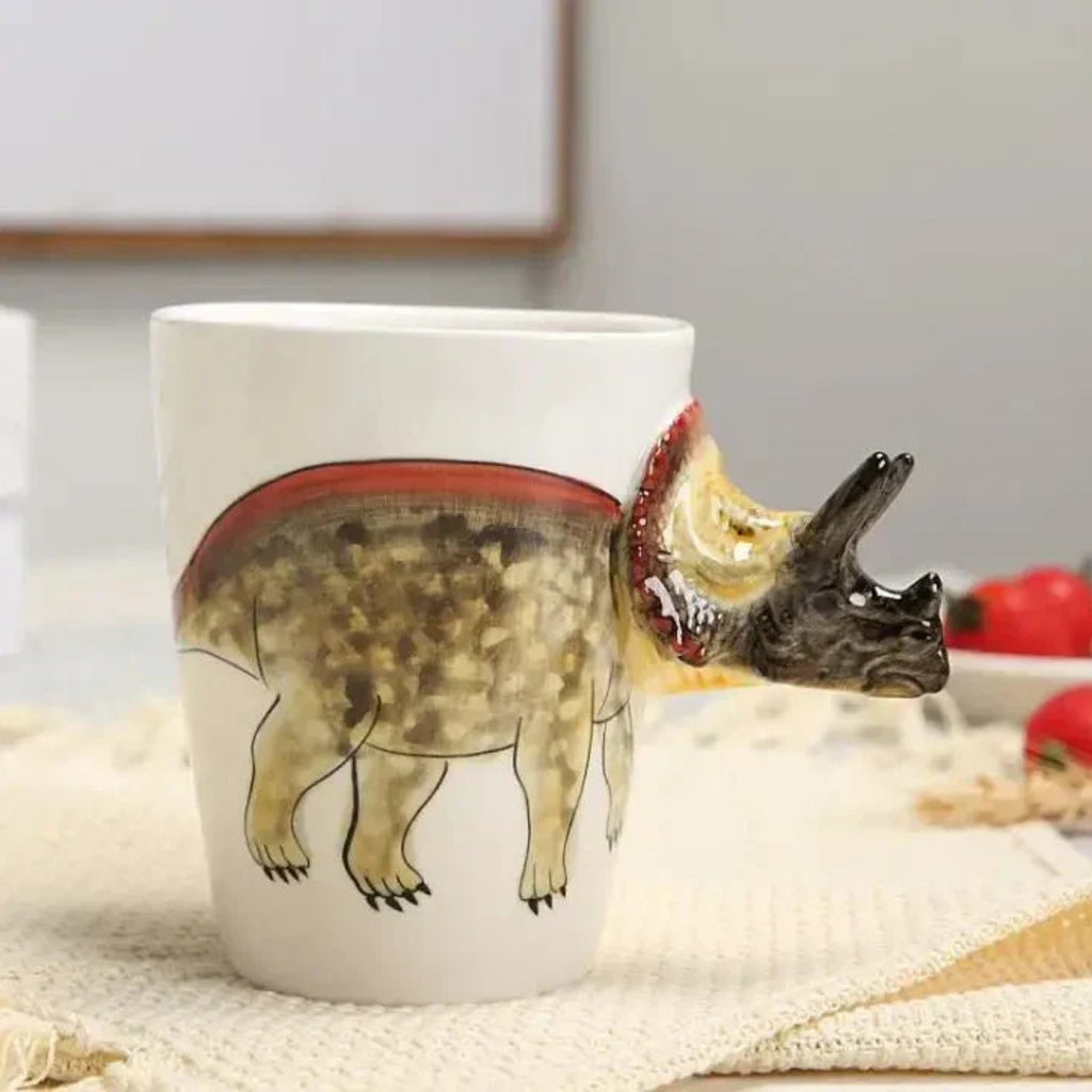Whimsical Dinosaur Mug for Coffee and Tea Breaks Moments Triceratops