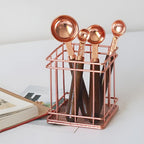 Premium Measuring Cups & Spoons | Steel Set with Wood Handle Spoons