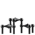 Abstract Style Molecular Structure Candle Holder - Metal Design Black Three Pieces