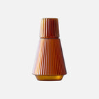 Elegant Pleated Glass Carafe with Tumbler | Table Set Serve Brown