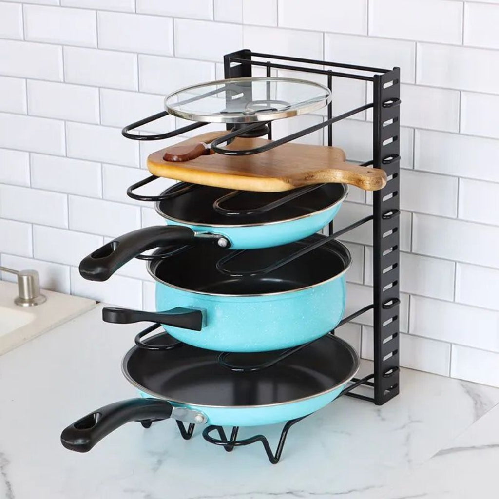 Heavy-Duty Pot and Pan Organizer | Space-Saving Kitchen Rack Single Sided