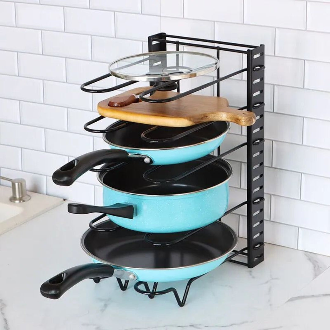 Heavy-Duty Pot and Pan Organizer | Space-Saving Kitchen Rack Single Sided