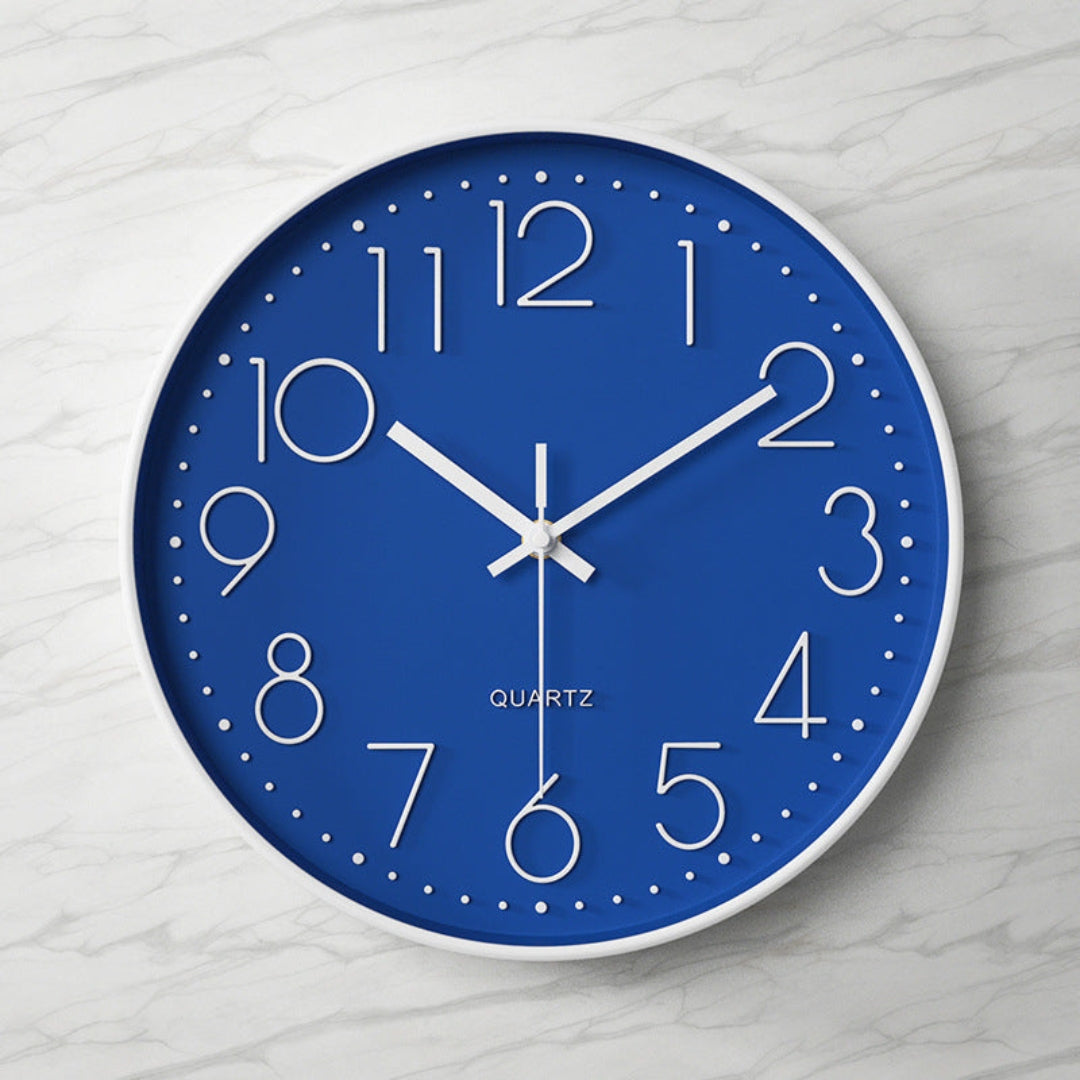 Contemporary Large Clear Glass Wall Clock with Silent Design Blue