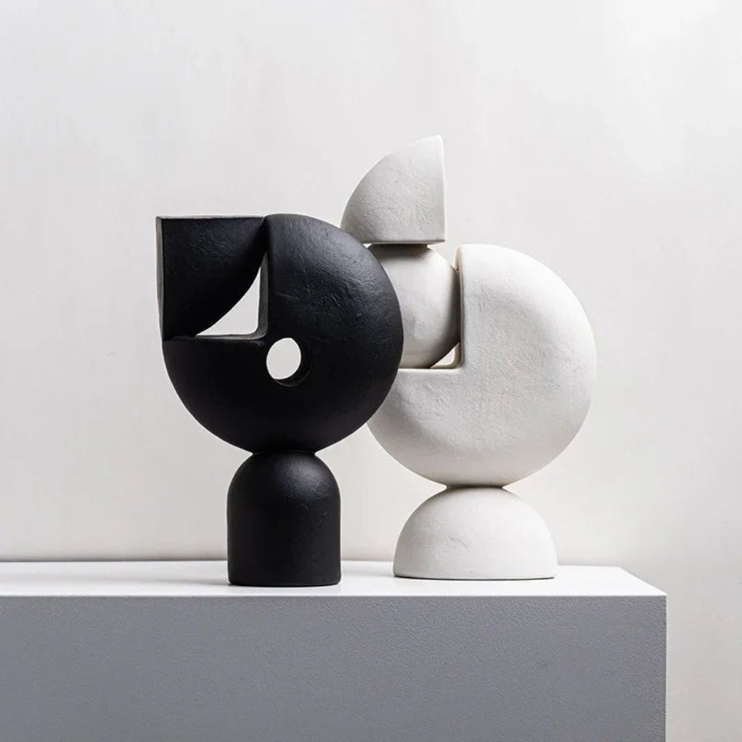 Architectural Geometric Resin Sculpture for Home Display