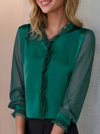 Women’s Elegant Long Sleeve Ruffle Blouse – Effortless Summer Style