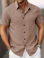 Men’s Lightweight Classic Short Sleeve Shirt – Perfect Summer Top Brown
