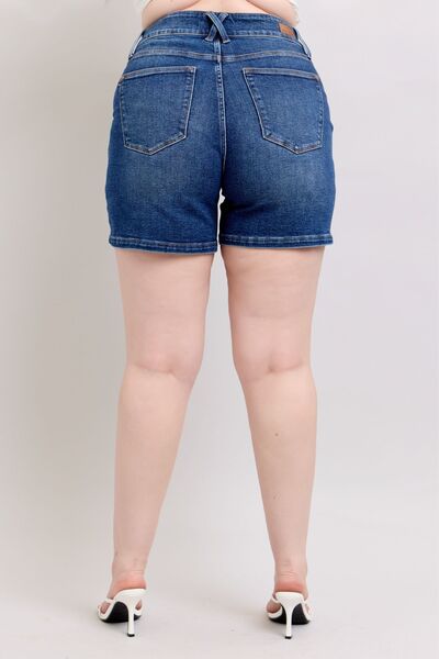 Women’s Plus Size Double Button Waist Denim Shorts
