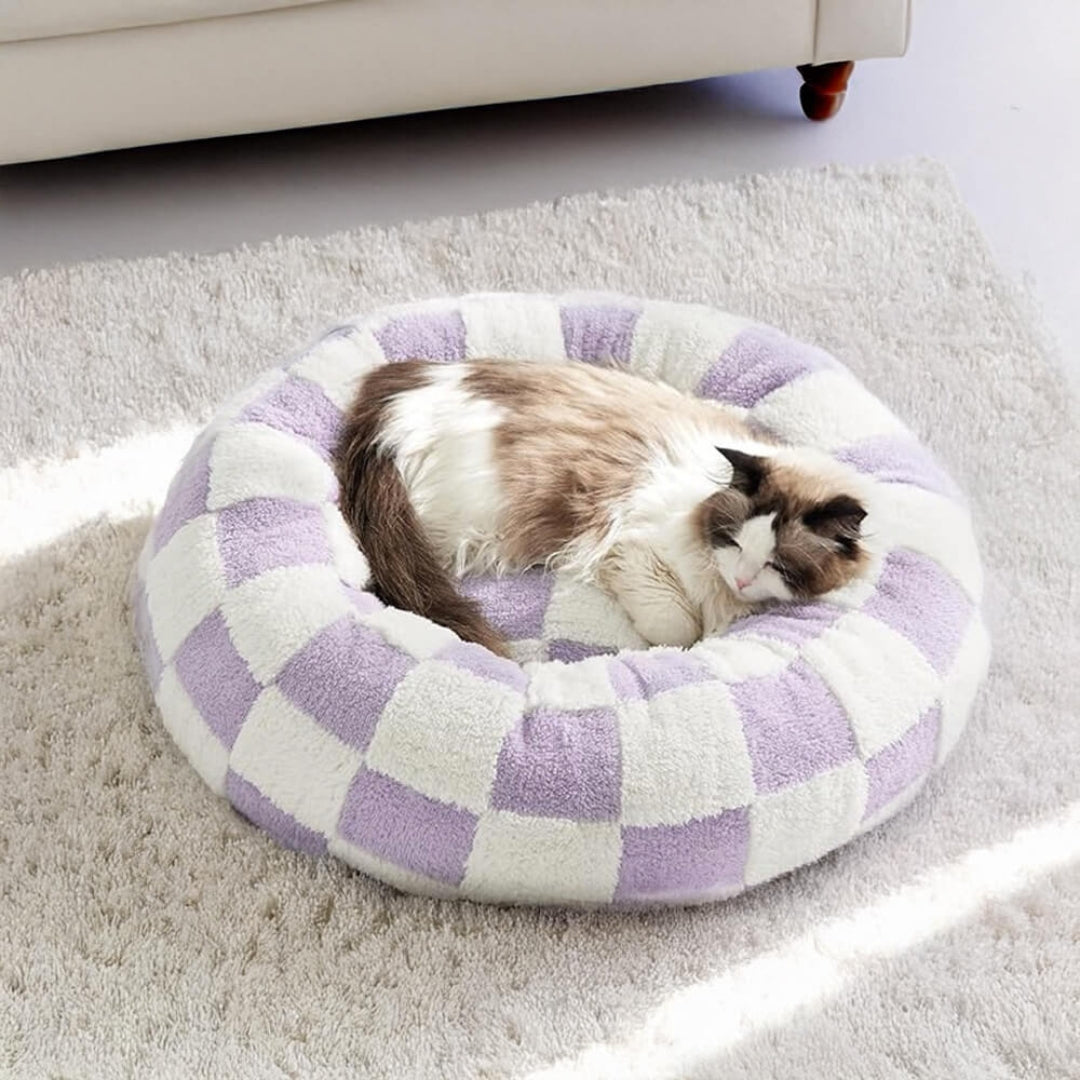 Cozy Orthopedic Dog Bed Featuring Floral Checkerboard Style