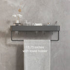 Modern Slim Wall Shelf with Adhesive Mount and Towel Bar 40 cm - With towel holder