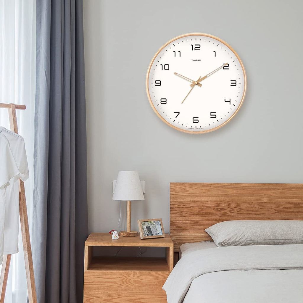 Minimal Wooden Wall Clock | Silent Wall Decor for Home
