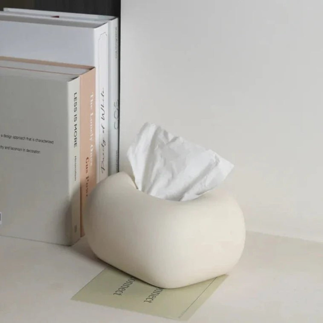 Clean-Lined Ceramic Tissue Box | Minimal Home Accent Decor Off-White