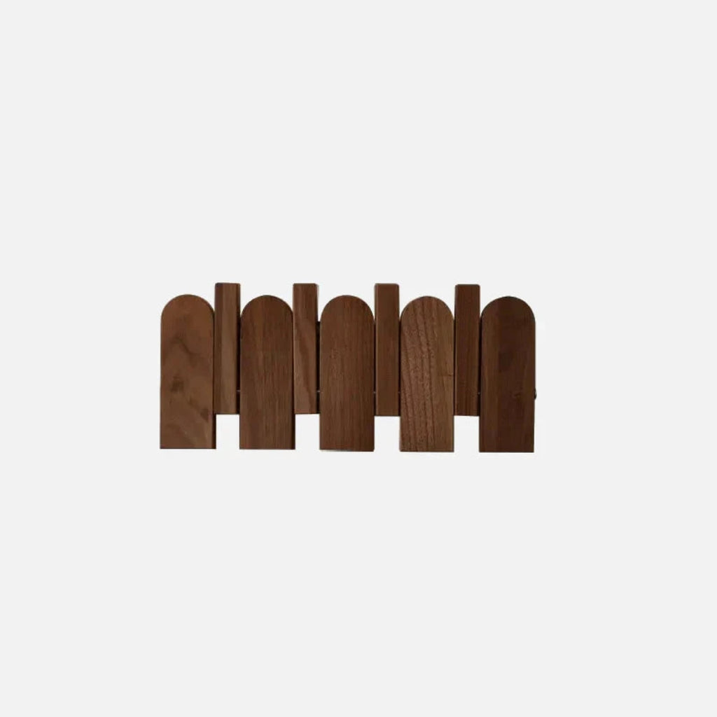 Walnut Wooden Wall Coat Rack | Minimalist Foldable Hooks Brown Small