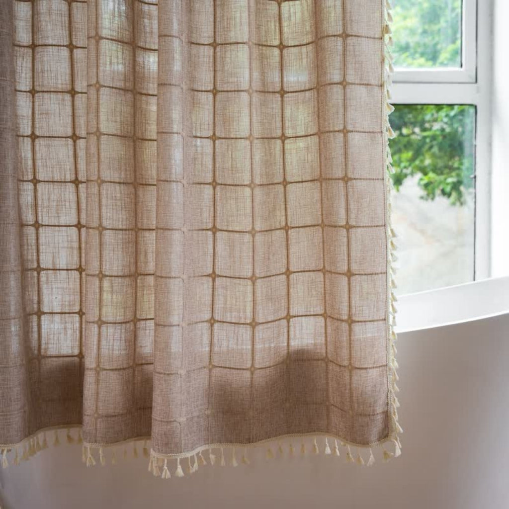 Classic Plaid Shower Curtain Refined Vintage Bathroom Style Brown