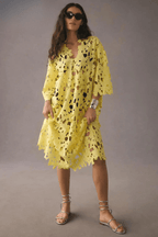 Women’s Elegant Maxi Dress – Flowy Boho Dress Yellow One size fits all