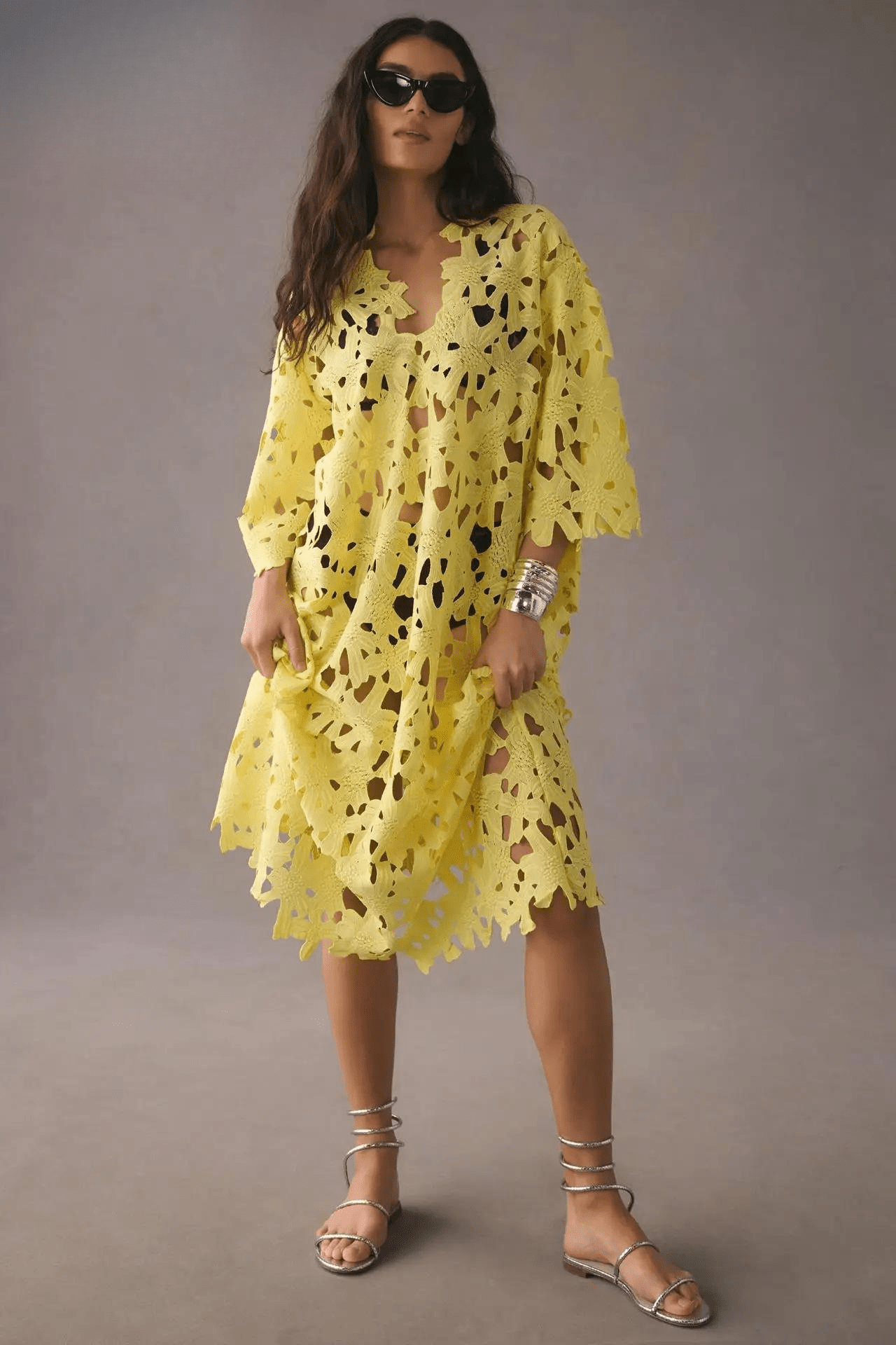 Women’s Elegant Maxi Dress – Flowy Boho Dress Yellow One size fits all