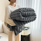 Plush Ribbed Blanket for Cozy Warmth and Daily Comfort Use Dark-Gray