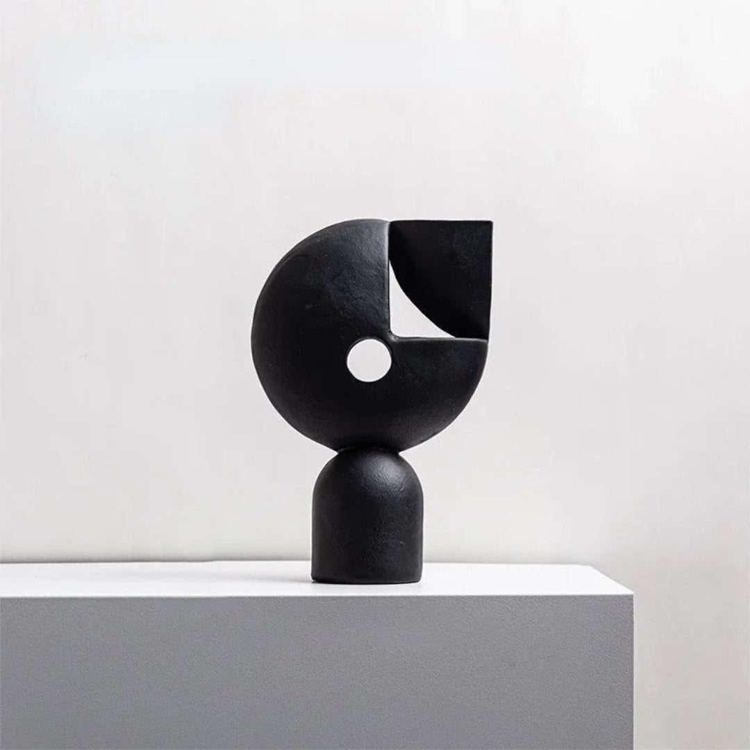Architectural Geometric Resin Sculpture for Home Display Black