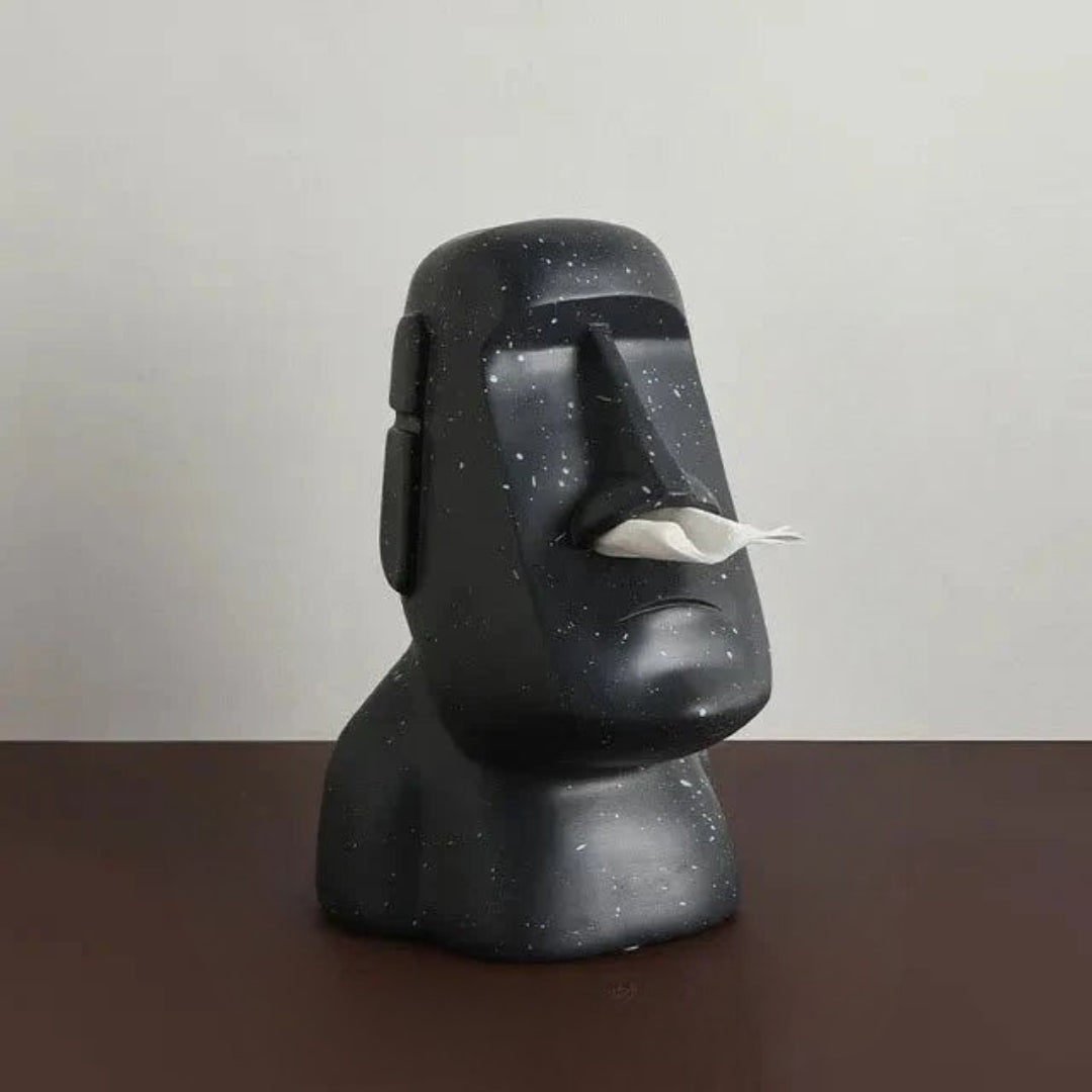 Moai Tissue Box Holder | Modern Decorative Home Accent Piece Black