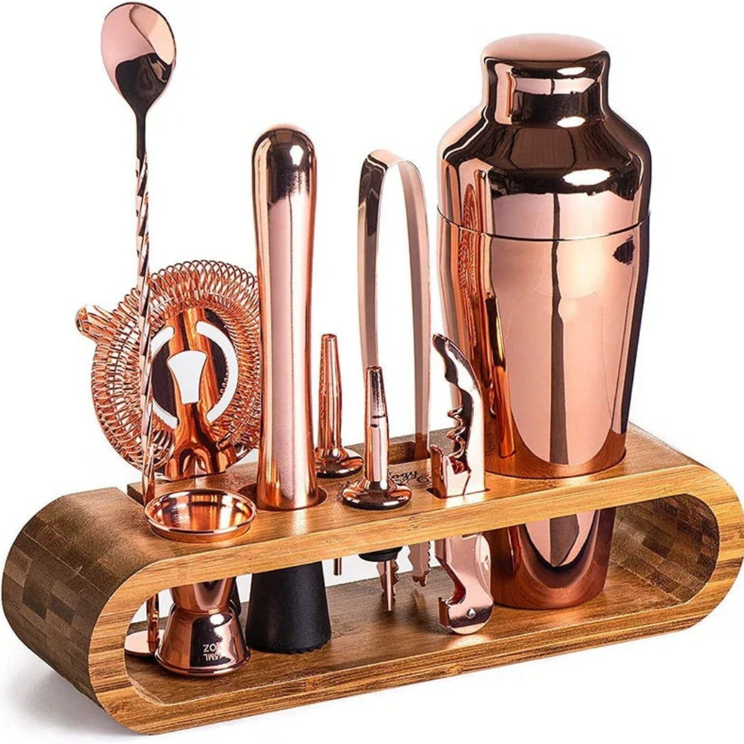 Elegant Cocktail Shaker Set with Essential Bar Accessories Rose Gold