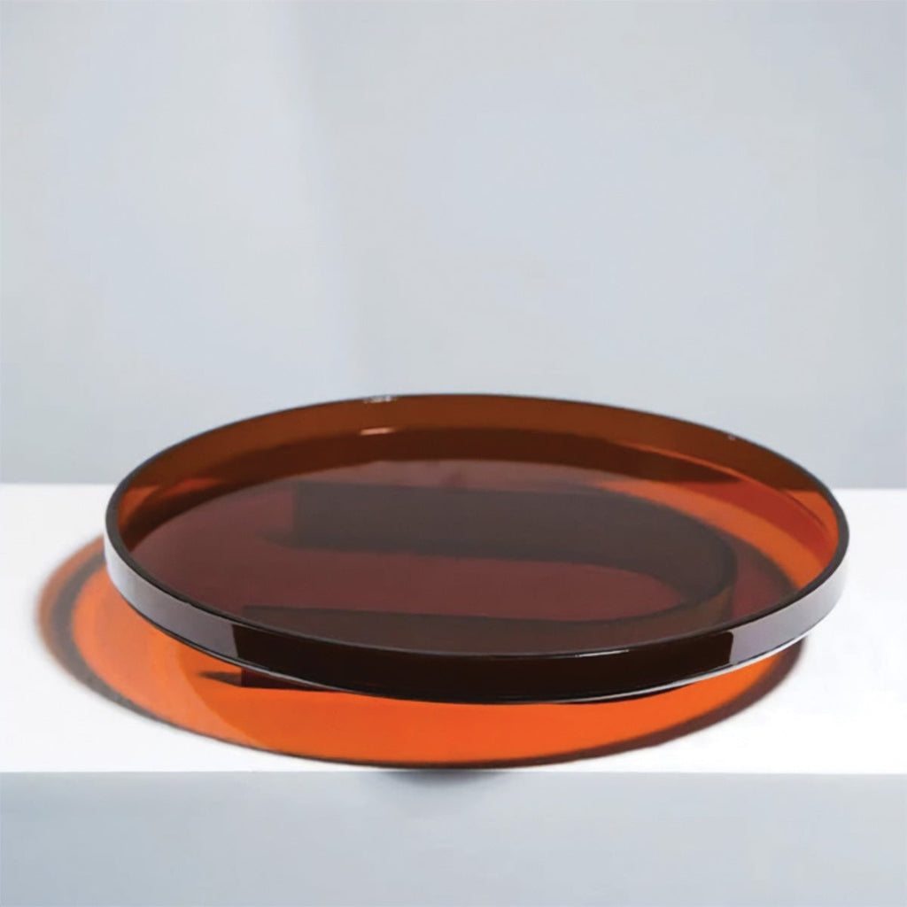 Minimal Orange Acrylic Serving Tray for Rectangular Round Use
